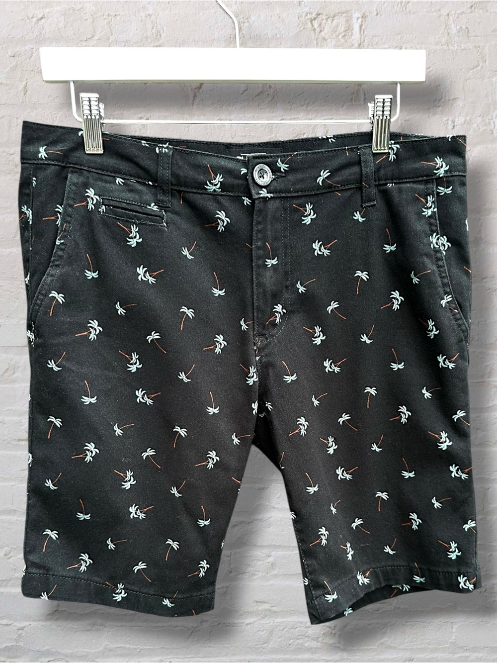 Bluenotes Palm Tree Chino Shorts Black Flat Front Men’s 30